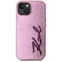 Kryt Karl Lagerfeld WRINKLED METAL SIGNATURE iPhone 15 - růžová