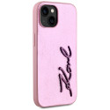 Kryt Karl Lagerfeld WRINKLED METAL SIGNATURE iPhone 15 - růžová