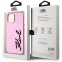 Kryt Karl Lagerfeld WRINKLED METAL SIGNATURE iPhone 15 - růžová