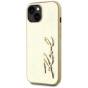 Kryt Karl Lagerfeld WRINKLED METAL SIGNATURE iPhone 15 – zlatý