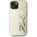 Kryt Karl Lagerfeld WRINKLED METAL SIGNATURE iPhone 15 – zlatý