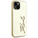 Kryt Karl Lagerfeld WRINKLED METAL SIGNATURE iPhone 15 – zlatý