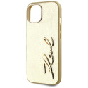 Kryt Karl Lagerfeld WRINKLED METAL SIGNATURE iPhone 15 – zlatý