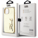 Kryt Karl Lagerfeld WRINKLED METAL SIGNATURE iPhone 15 – zlatý