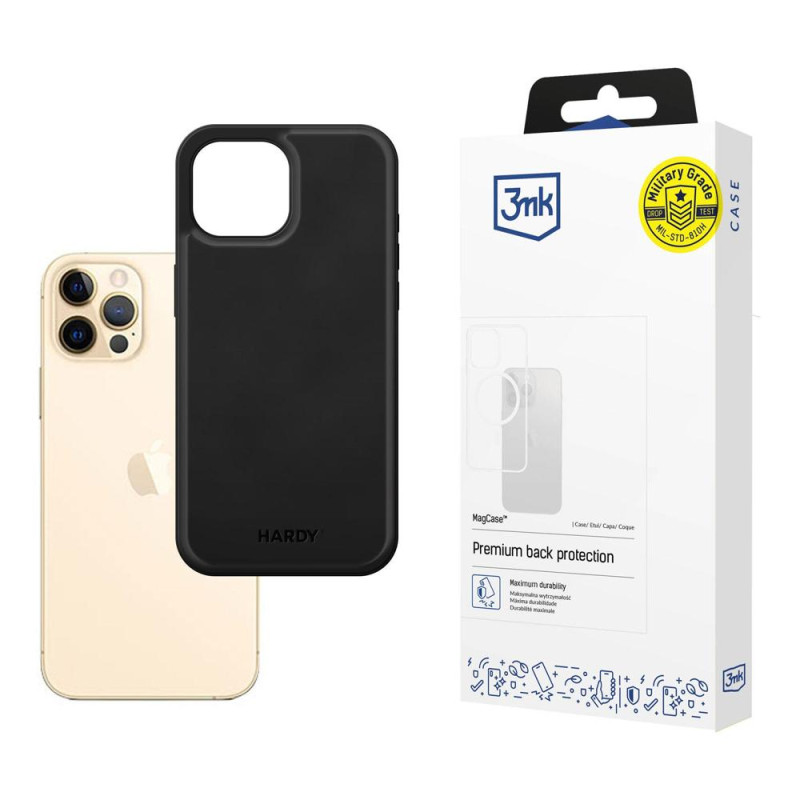 Kryt 3mk HARDY Apple Silky Leather MagCase pro iPhone 12 / 12 Pro - černý