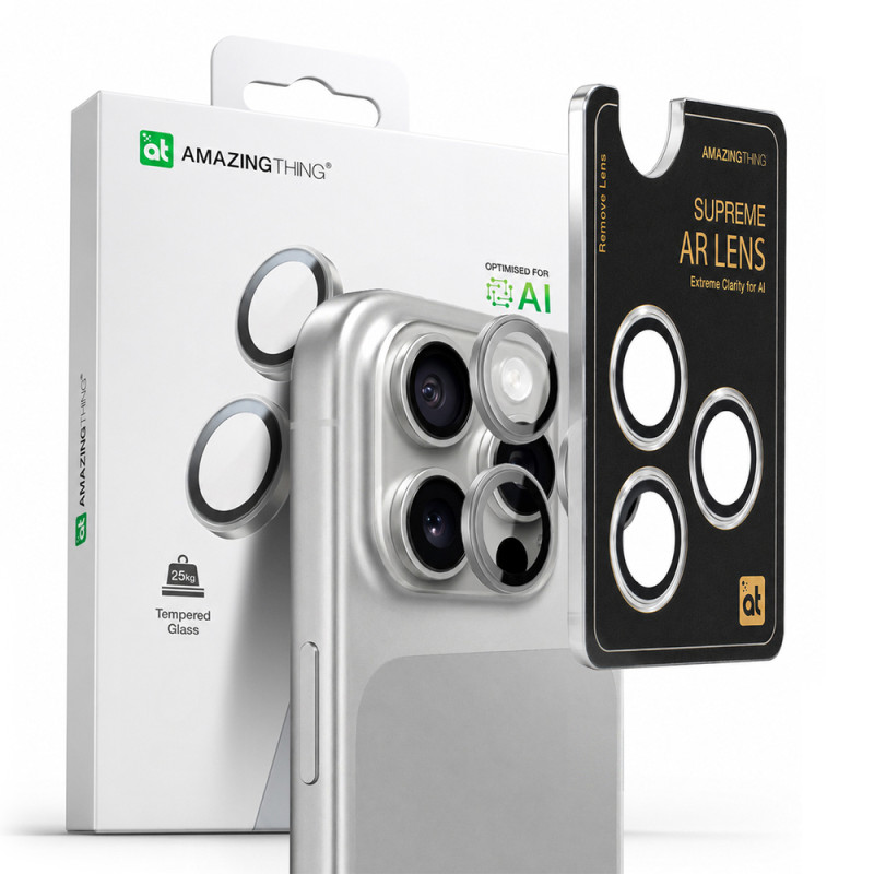 Ochranné sklo AmazingThing AR ALUMINUM 3 LENS pro iPhone 16 Pro / 16 Pro Max - stříbrná