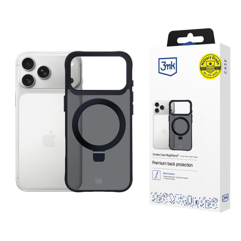 Kryt 3mk Smoke Case Mag&Stand pro iPhone 17 Pro Max - černá
