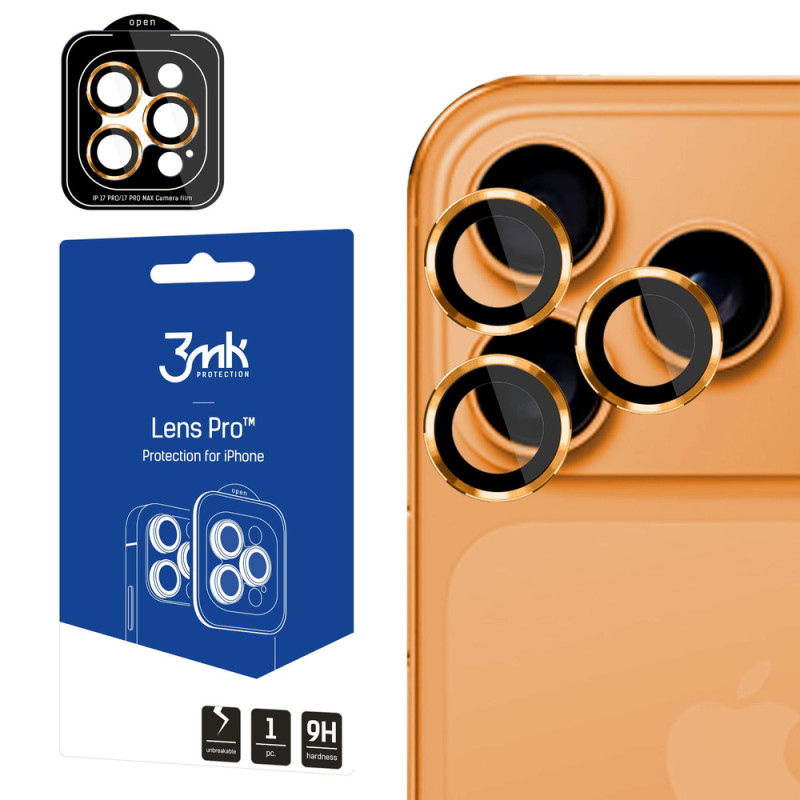 Ochranné sklo 3mk Lens Protection Pro pro iPhone 17 Pro / 17 Pro Max - oranžová