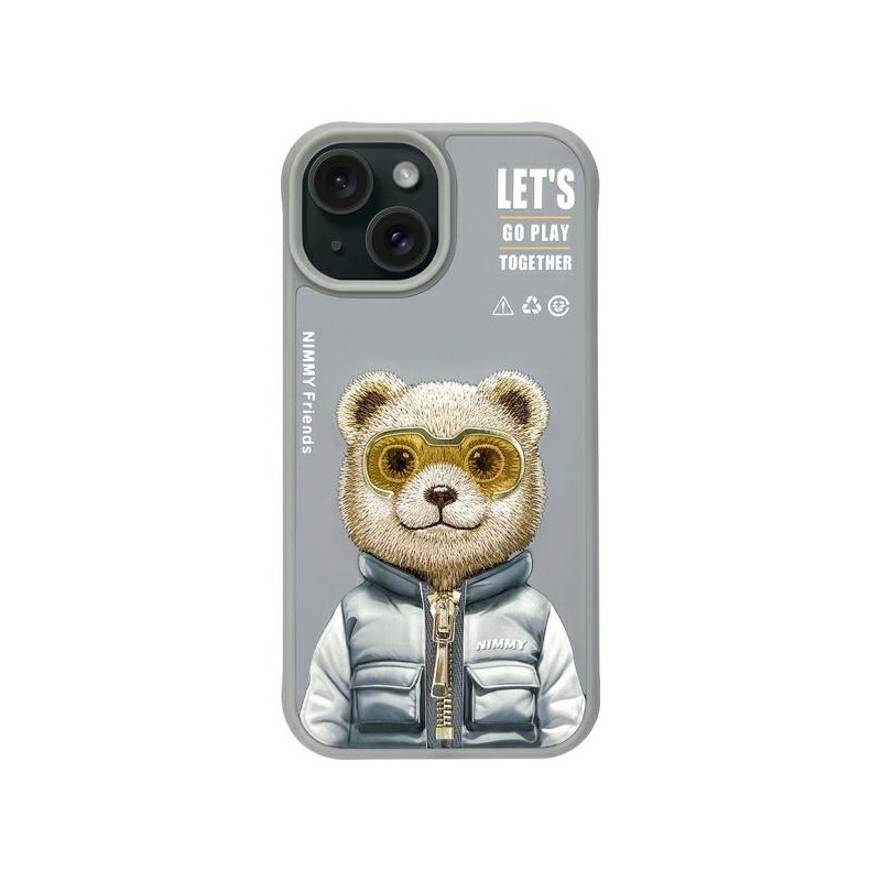 Kryt Nimmy NIMMY COOL&CUTE 2.0 Bear pro iPhone 15 - šedá