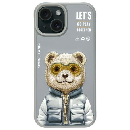 Kryt Nimmy Cool&amp;Cute 2.0 Bear iPhone 15 - šedá