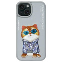 Kryt Nimmy COOL CAT pro iPhone 15 - šedý