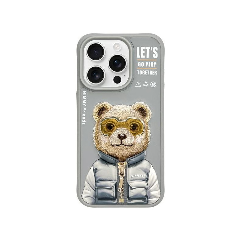 Kryt Nimmy NIMMY Cool&Cute 2.0 Bear Case pro iPhone 15 Pro Max - šedý