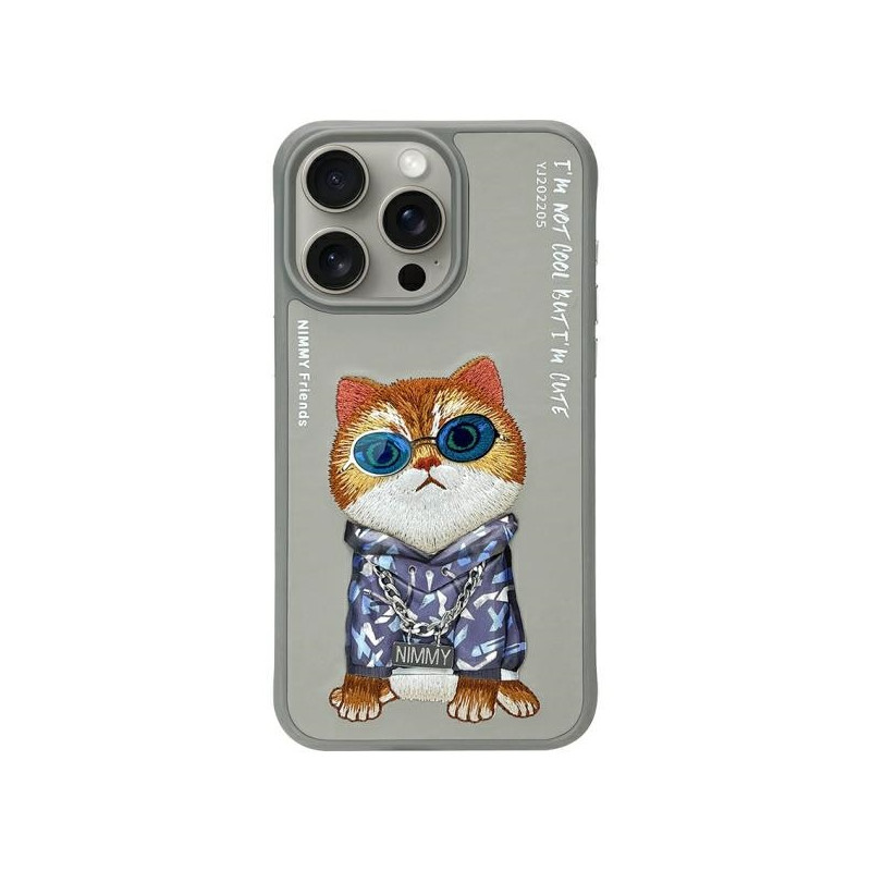 Kryt Nimmy COOL CAT pro iPhone 15 Pro Max - šedý