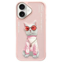 Kryt Nimmy NIMMY GLASSES COOL CAT iPhone 16 - růžový