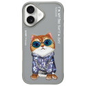 Kryt Nimmy iPhone 16 Cool Cat Glass - šedý