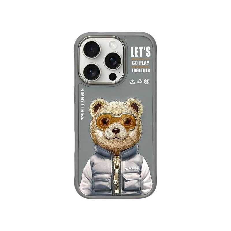 Kryt Nimmy NIMMY COOL&CUTE 2.0 Bear pro iPhone 16 Pro Max - šedá
