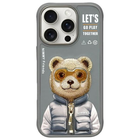 Kryt Nimmy COOL&CUTE 2.0 Bear pro iPhone 16 Pro Max - šedá