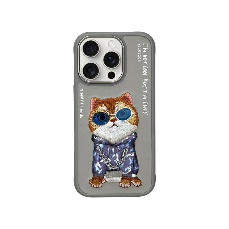 Kryt Nimmy COOL CAT pro iPhone 16 Pro Max - šedý