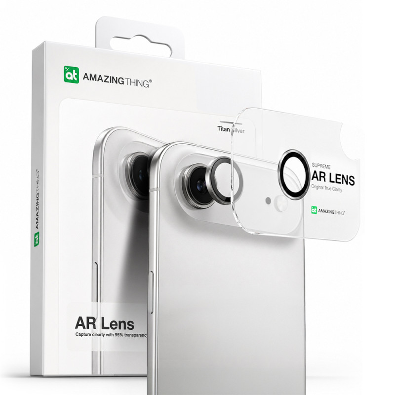 Ochranné sklo AmazingThing LENS GLASS pro iPhone 17 Air - stříbrný hliníkový rám