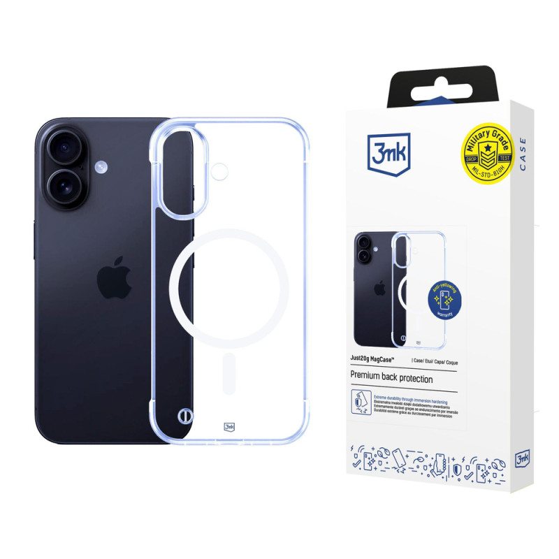 Kryt 3mk Just20g MagCase pro iPhone 16 Plus - transparentní