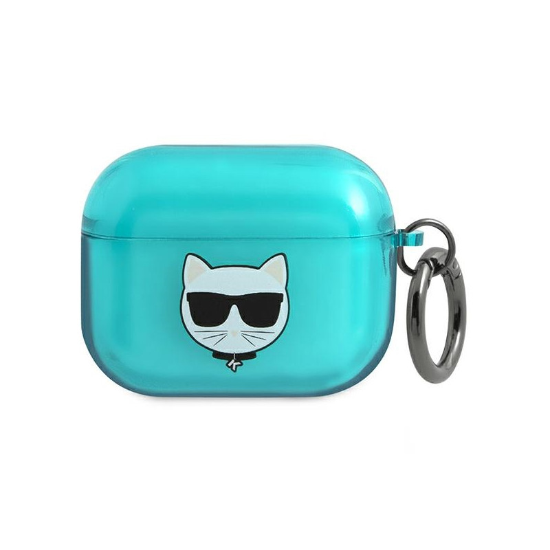Pouzdro Karl Lagerfeld CHOUPETTE HEAD pro AirPods Pro - modré