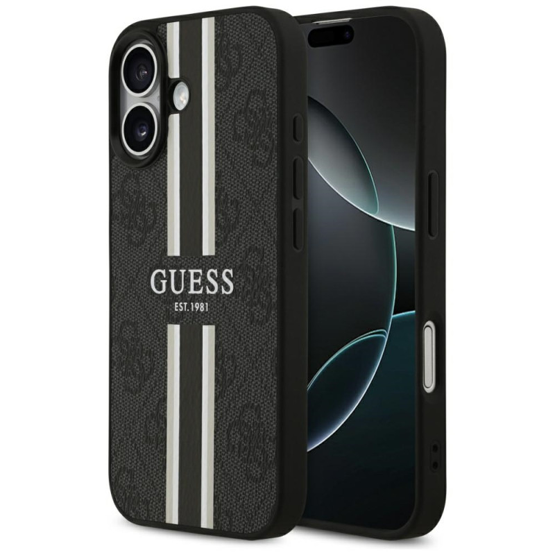 Kryt Guess 4G PRINTED STRIPES pro iPhone 17 - černý
