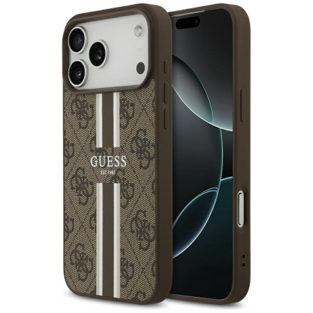 Kryt Guess 4G PRINTED STRIPES pro iPhone 17 Pro Max hnědý