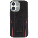 Kryt Audi Genuine Leather MagSafe pro iPhone 17 - černá/červená