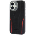 Kryt Audi Genuine Leather MagSafe pro iPhone 17 - černá/červená