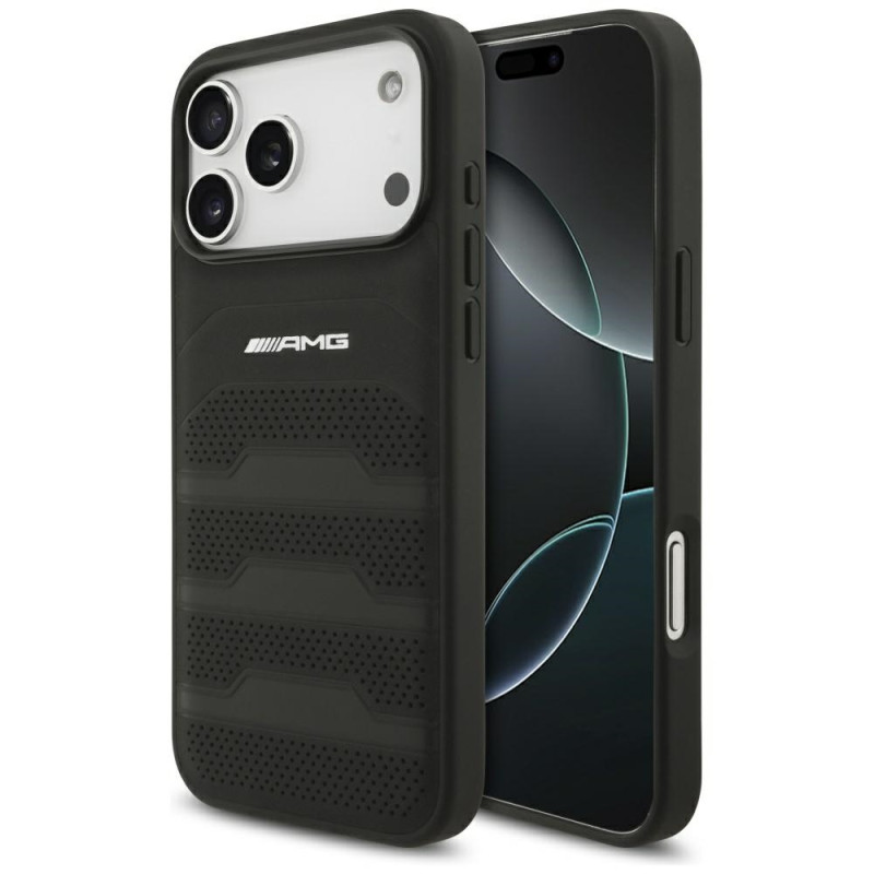Pouzdro Mercedes AMG Leather Debossed Lines Logo pro iPhone 17 Pro Max - černé