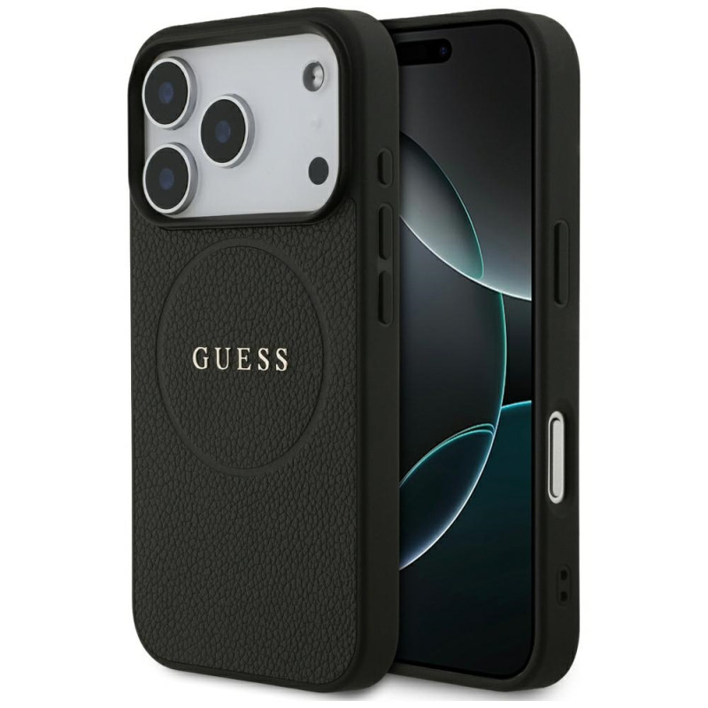 Kryt Guess Grained Ring MagSafe pro iPhone 17 Pro - černý