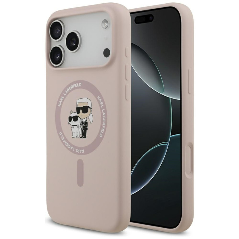 Kryt Karl Lagerfeld SILICONE KARL&CHOUETTE pro iPhone 17 Pro Max - růžová