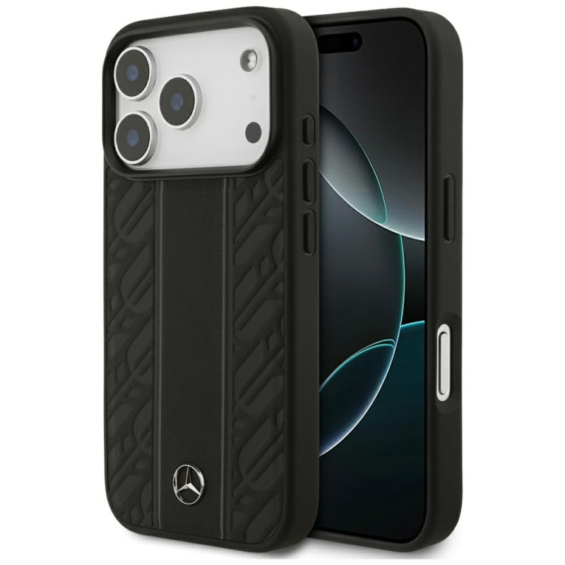 Kryt Mercedes LAUREL LEAVES STRIPES MagSafe pro iPhone 17 Pro - černý