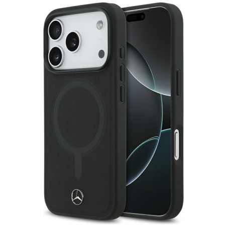 Pouzdro Mercedes Plain Smooth Leather MagSafe pro iPhone 17 Pro - čer