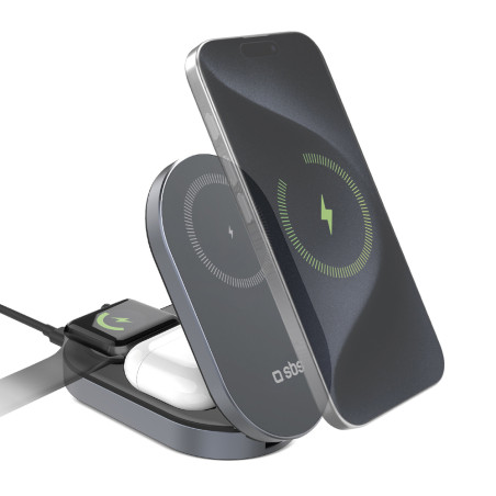 SBS Power Dock 3v1 Qi2/MagSafe 15W nabíječka - černá