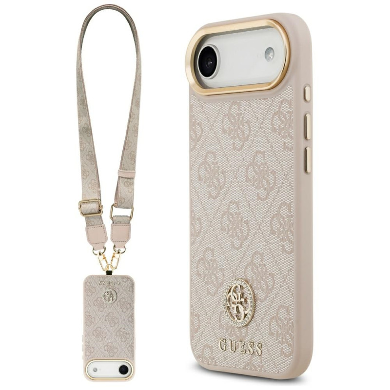 Kryt Guess 4G STRASS LOGO & BIG STRAP METAL BUTTONS pro iPhone Air - pink