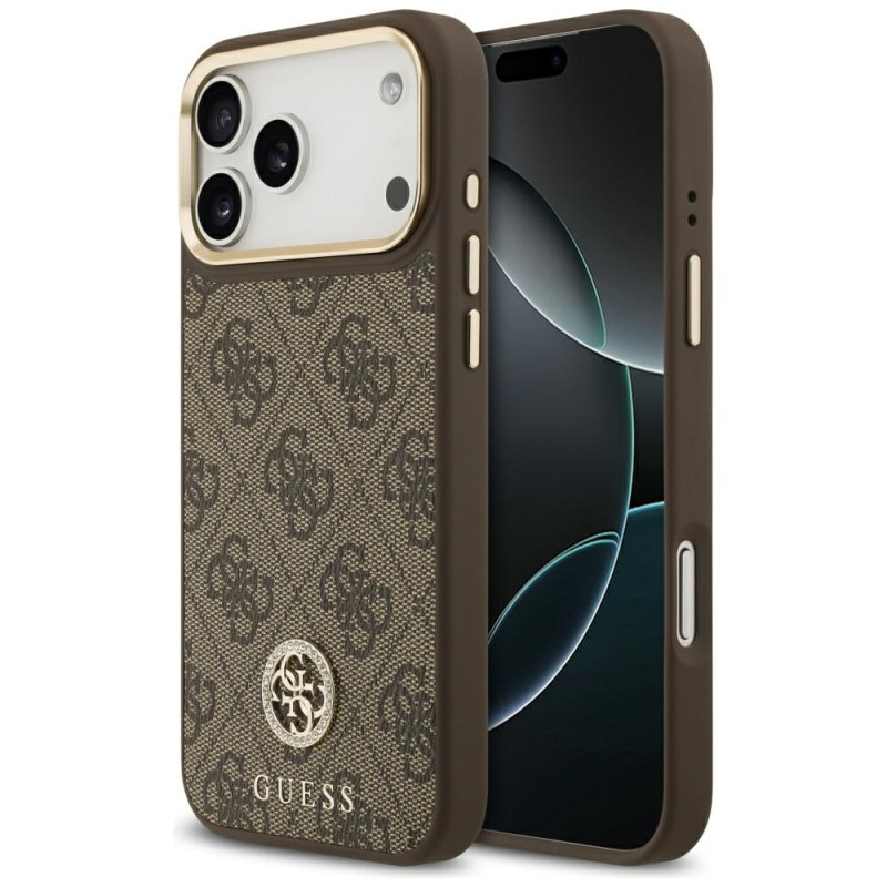 Kryt Guess 4G STRASS LOGO pro iPhone 17 Pro Max - hnědá