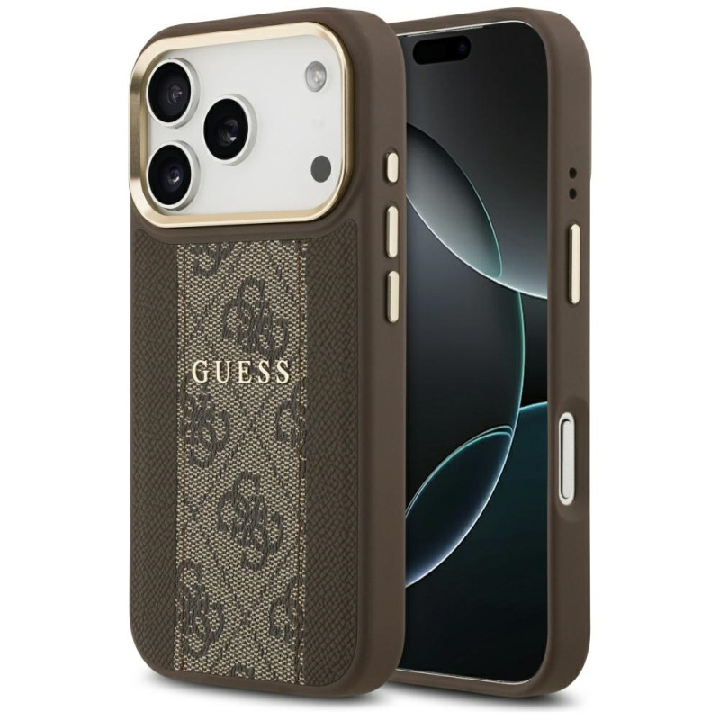 Kryt Guess 4G STRIPE pro iPhone 17 Pro - hnědý