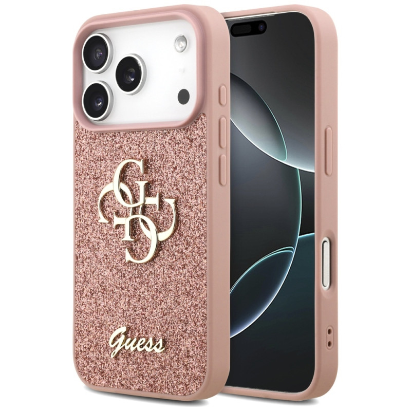 Kryt Guess Fixed Glitter Big 4G pro iPhone 17 Pro - růžová
