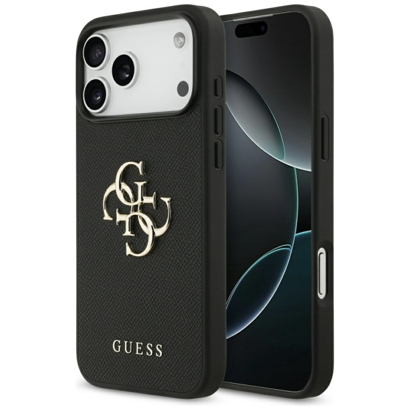 Kryt Guess Grained Big 4G & Classic Logo pro iPhone 17 Pro Max - černý