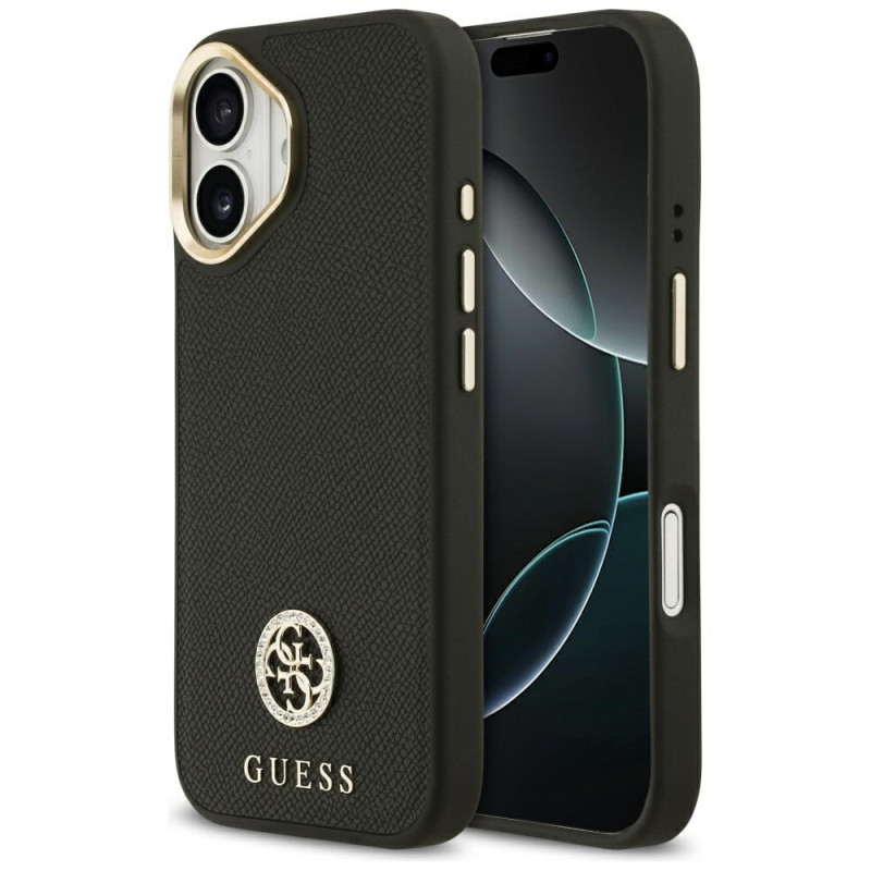 Kryt Guess Grained Strass Logo MagSafe pro iPhone 17 - černý