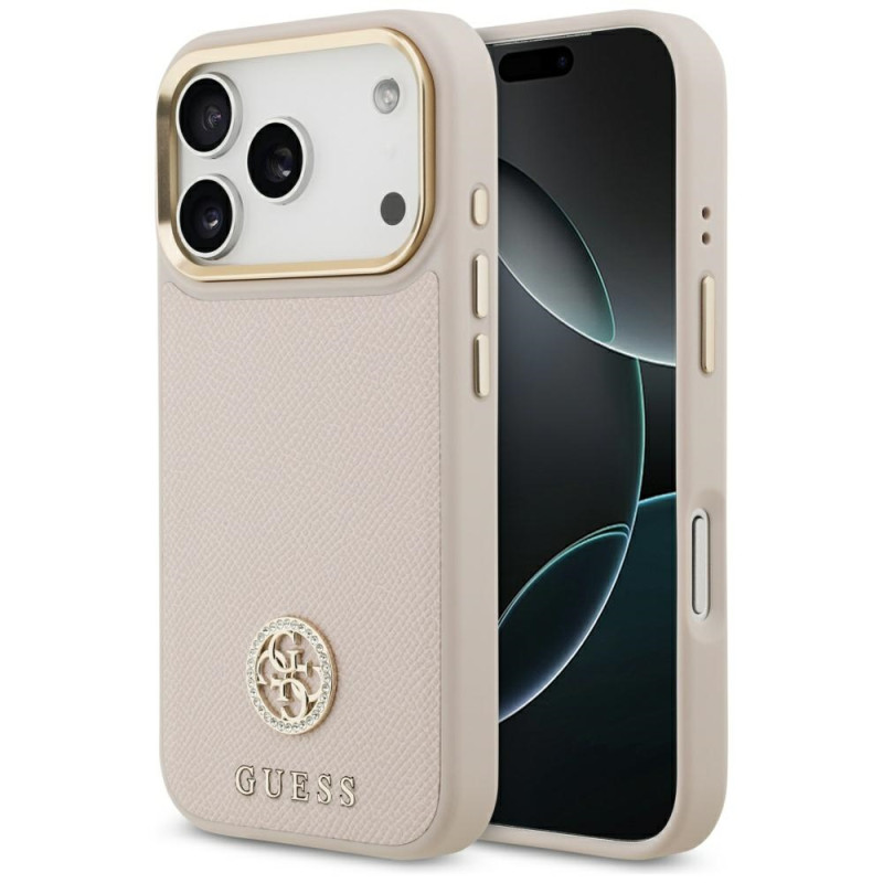 Kryt Guess Grained Strass Logo pro iPhone 17 Pro - růžová