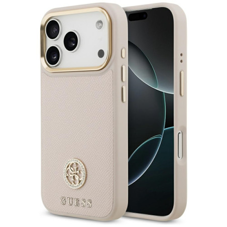 Kryt Guess Grained Strass Logo iPhone 17 Pro - růžová