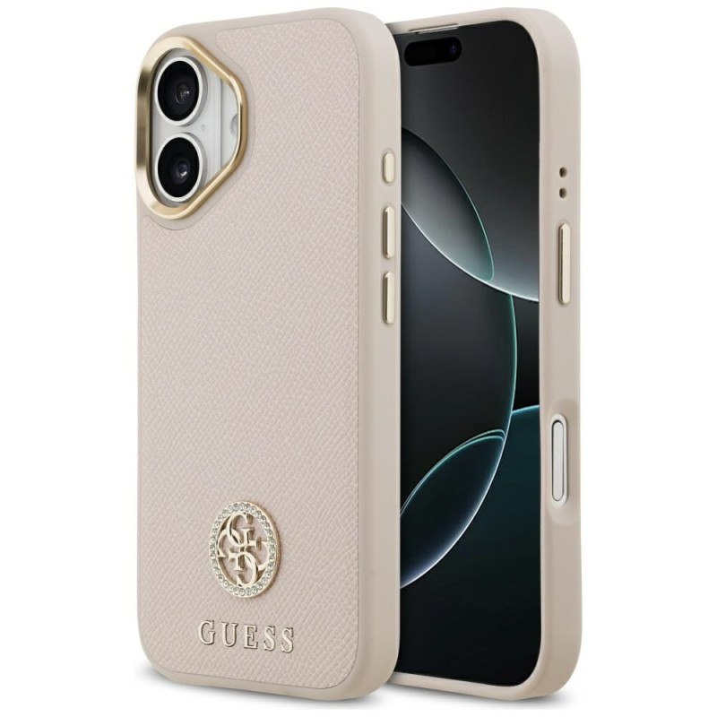 Kryt Guess Grained Strass Logo pro iPhone 17 - růžový