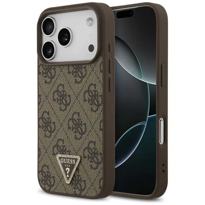Kryt Guess 4G Triangle Strass MagSafe pro iPhone 17 Pro - hnědý