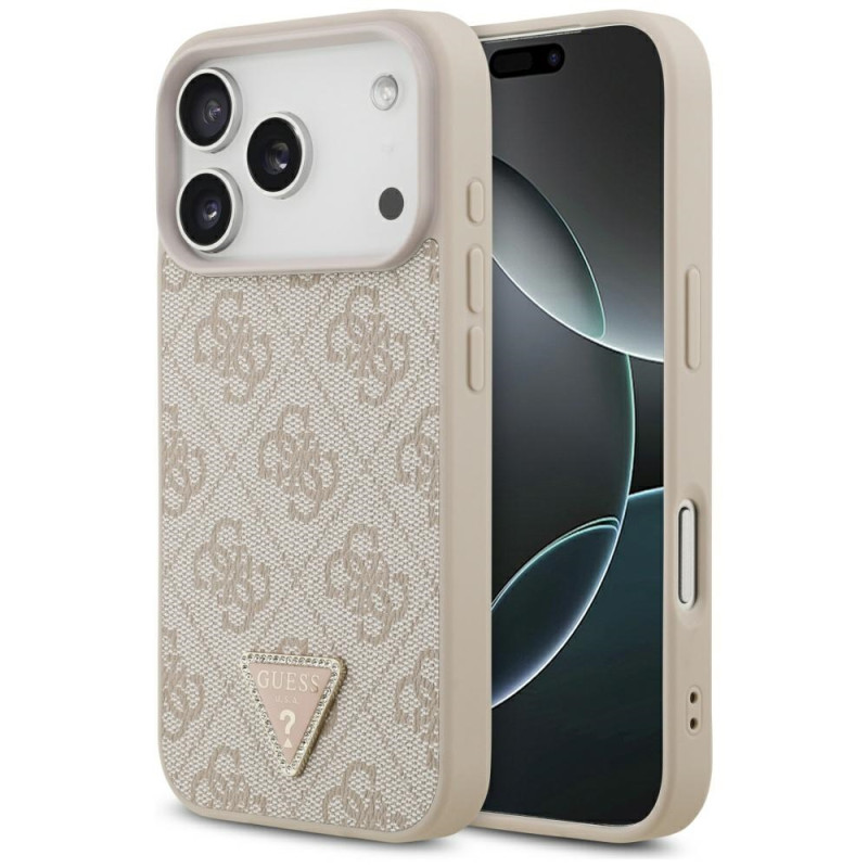 Kryt Guess 4G TRIANGLE STRASS pro iPhone 17 Pro - růžová