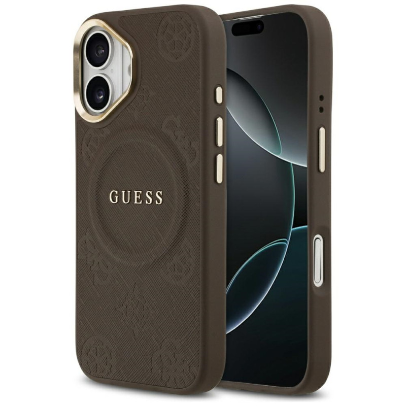 Kryt Guess Peony Hot Stamp MagSafe pro iPhone 17 - hnědá