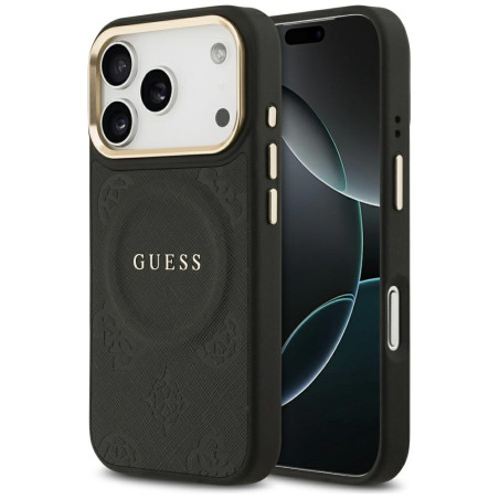 Kryt Guess Peony Hot Stamp MagSafe iPhone 17 Pro černý