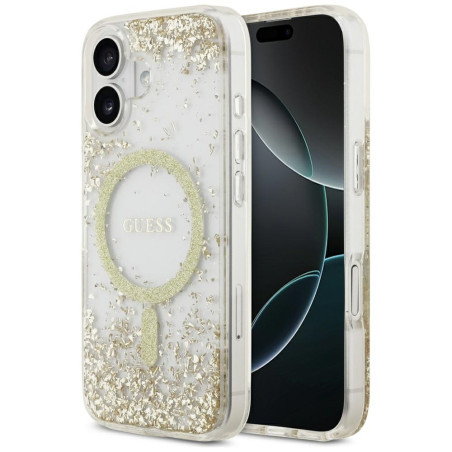 Kryt Guess RESIN Bottom Glitter MagSafe iPhone 17 - zlatá