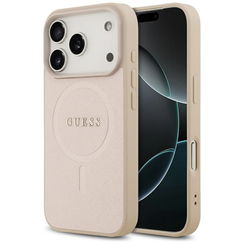 Kryt Guess SAFFIANO CLASSIC Logo MagSafe pro iPhone 17 Pro - růžová
